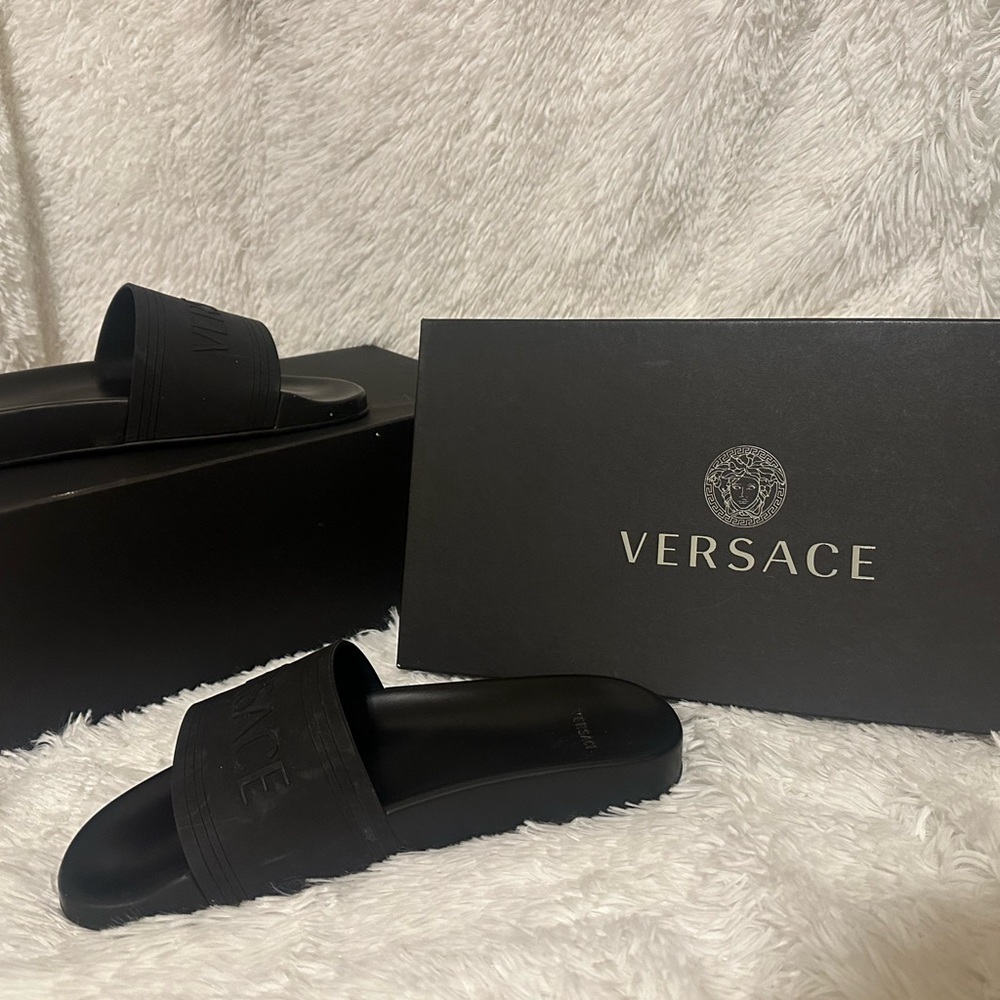 Versace Men's Black Slide Sandals